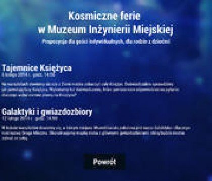 Kosmiczne ferie w Muzeum Inżynierii Miejskiej