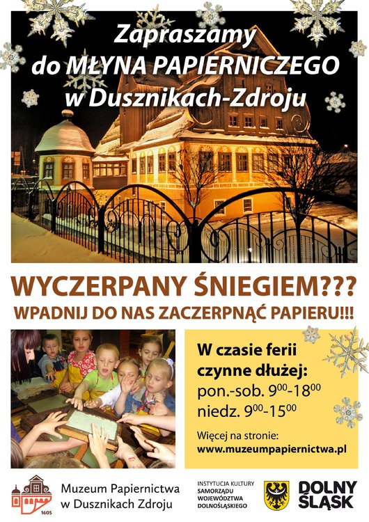 Niespodzianki, rabaty – Ferie z Muzeum Papiernictwa. Duszniki Zdrój