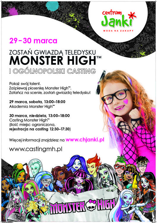 Ogólnopolski casting dla dzieci do teledysku Monster High w Centrum Janki