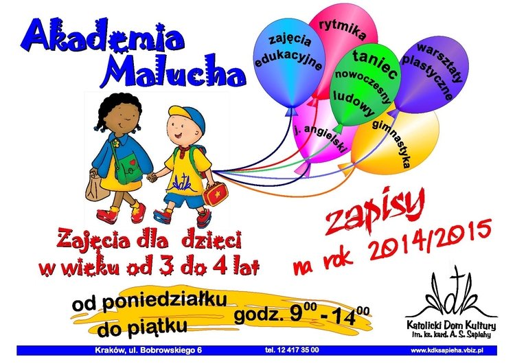 Zapisy do Akademii Malucha dla dzieci 3-5 letnich na rok szkolny 2014/2015
