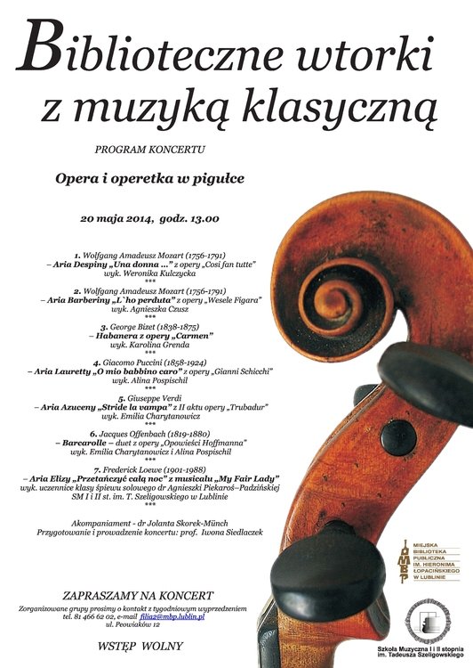 Biblioteczne wtorki z muzyką klasyczną