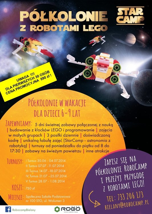 Półkolonie StarCAMP z robotami LEGO w czasie wakacji !