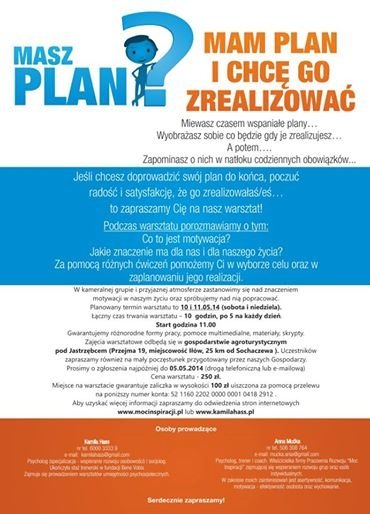 Warsztat: Mam plan i chcę go zrealizować