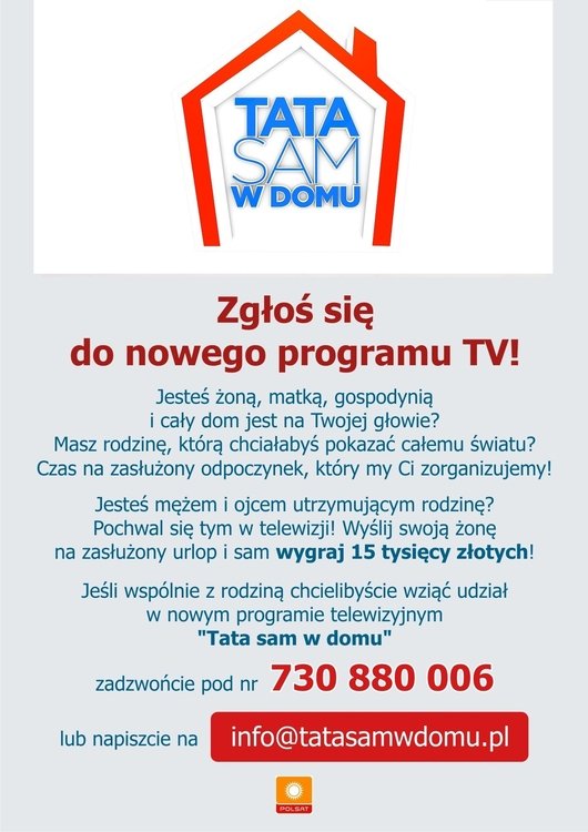 Tata sam w domu – poszukiwane rodziny do programu telewizyjnego