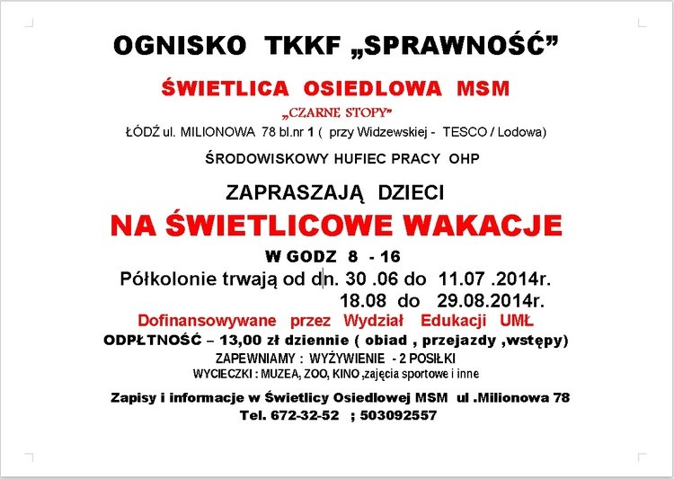 Świetlicowe wakacje