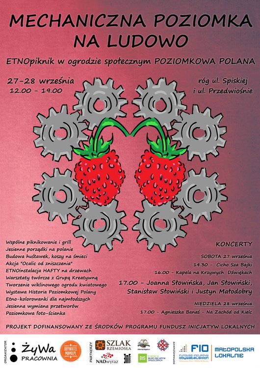 Mechaniczna poziomka na ludowo – piknik w miejskim ogrodzie społecznym na Podgórzu