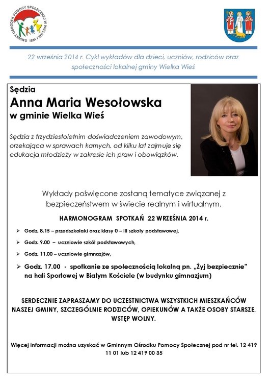 Sędzia Anna Maria Wesołowska w gminie Wielka Wieś