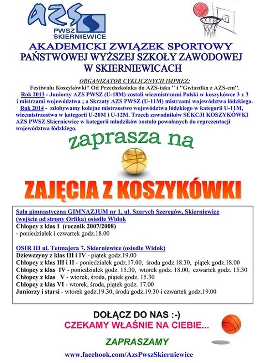 Zajęcia z koszykówki w Skierniewicach