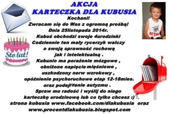 Akcja karteczka urodzinowa dla Kubusia