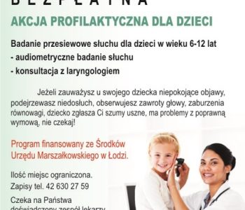 Bezpłatne badania przesiewowe słuchu dla dzieci w wieku 6-12 lat