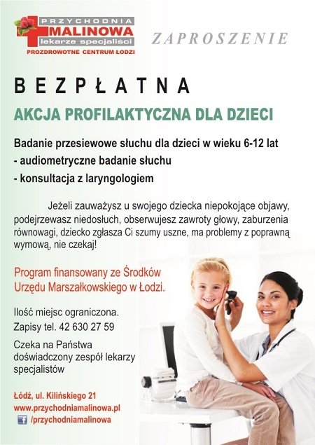 Bezpłatne badania przesiewowe słuchu dla dzieci w wieku 6-12 lat