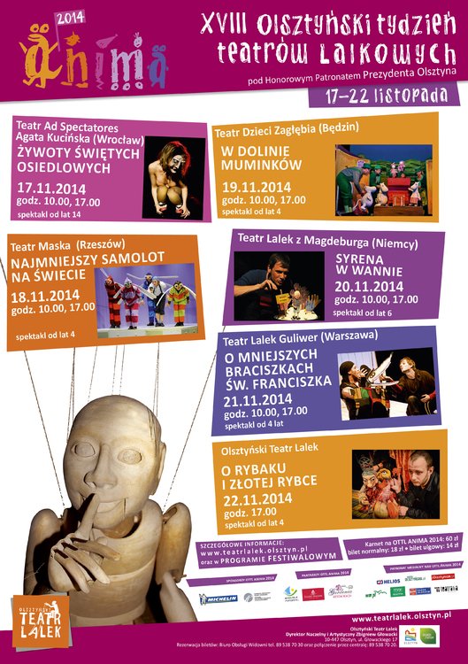 XVIII Olsztyński Tydzień Teatrów Lalkowych ANIMA 17-22 listopada 2014