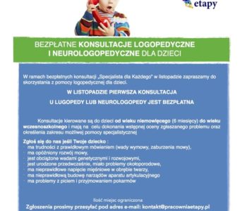 Bezpłatne konsultacje logopedyczne i neurologopedyczne- listopad 2014