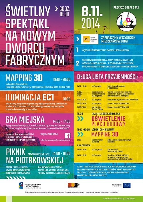 Świetlny spektakl na nowym Dworcu Fabrycznym