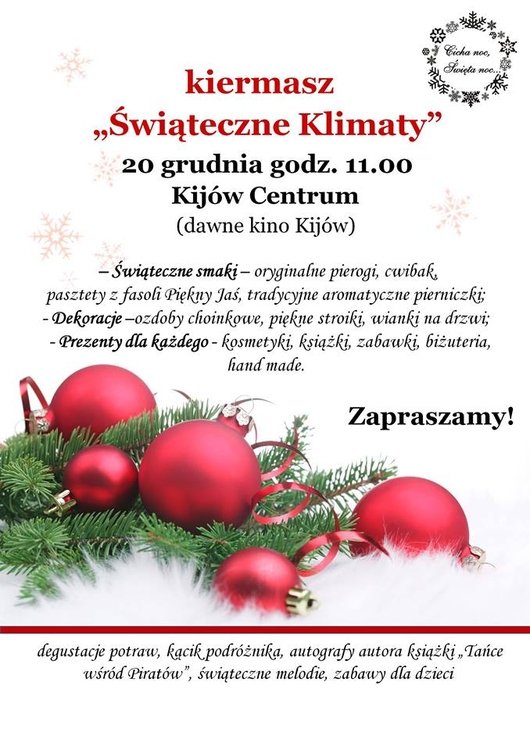 Kiermasz Świąteczne Klimaty – potrawy, dekoracje, prezenty, inspiracje