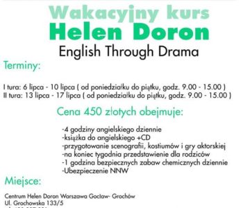 Wakacyjny kurs Helen Doron. English Through Drama