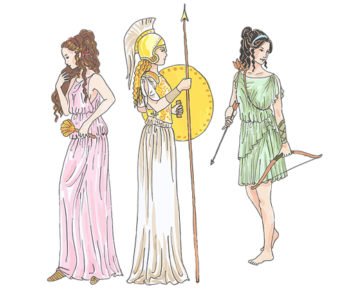 trzy postacie bogów greckich