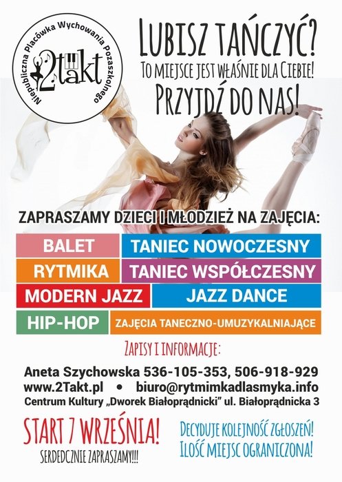 Oferta zajęć tanecznych w CK Dworek Białoprądnicki