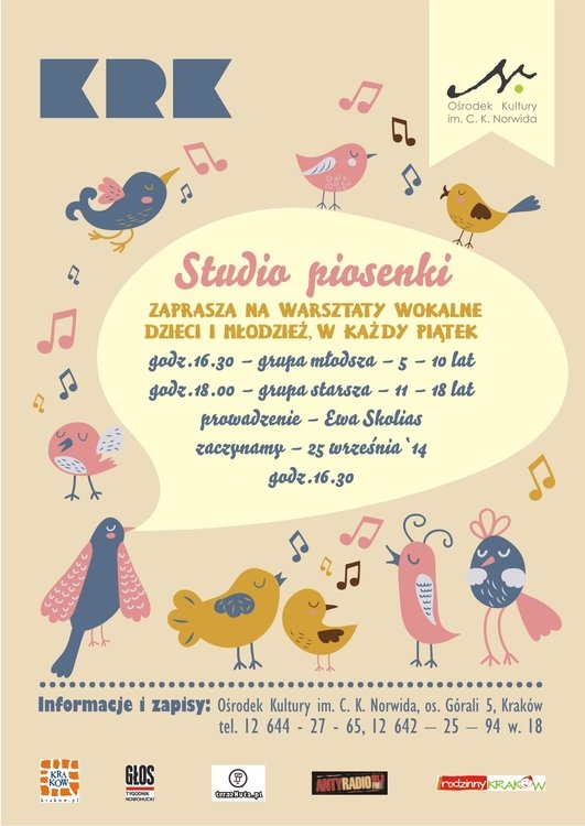 STUDIO PIOSENKI – warsztaty wokalne dla dzieci i młodzieży. Spotkanie organizacyjne