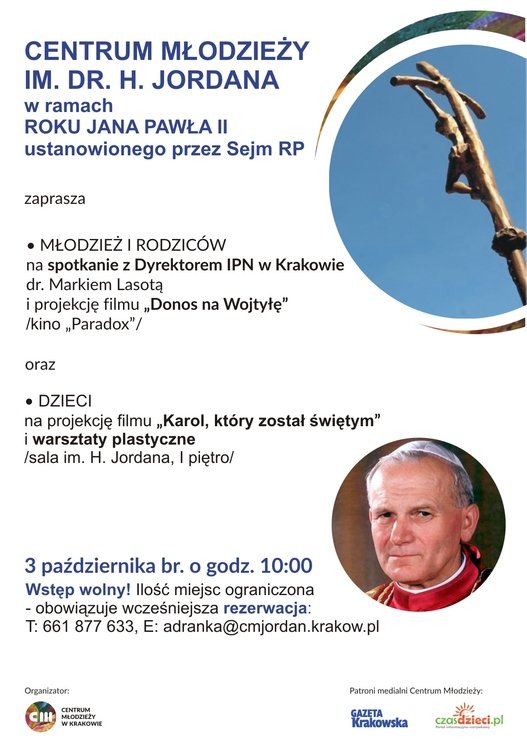 Spotkania i projekcje w ramach Roku Jana Pawła II