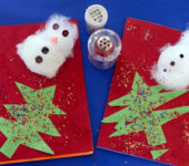 Bałwanek na kartce świątecznej, Zabawy plastyczne dla dzieci