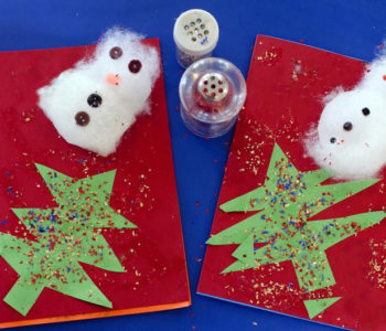 Bałwanek na kartce świątecznej, Zabawy plastyczne dla dzieci