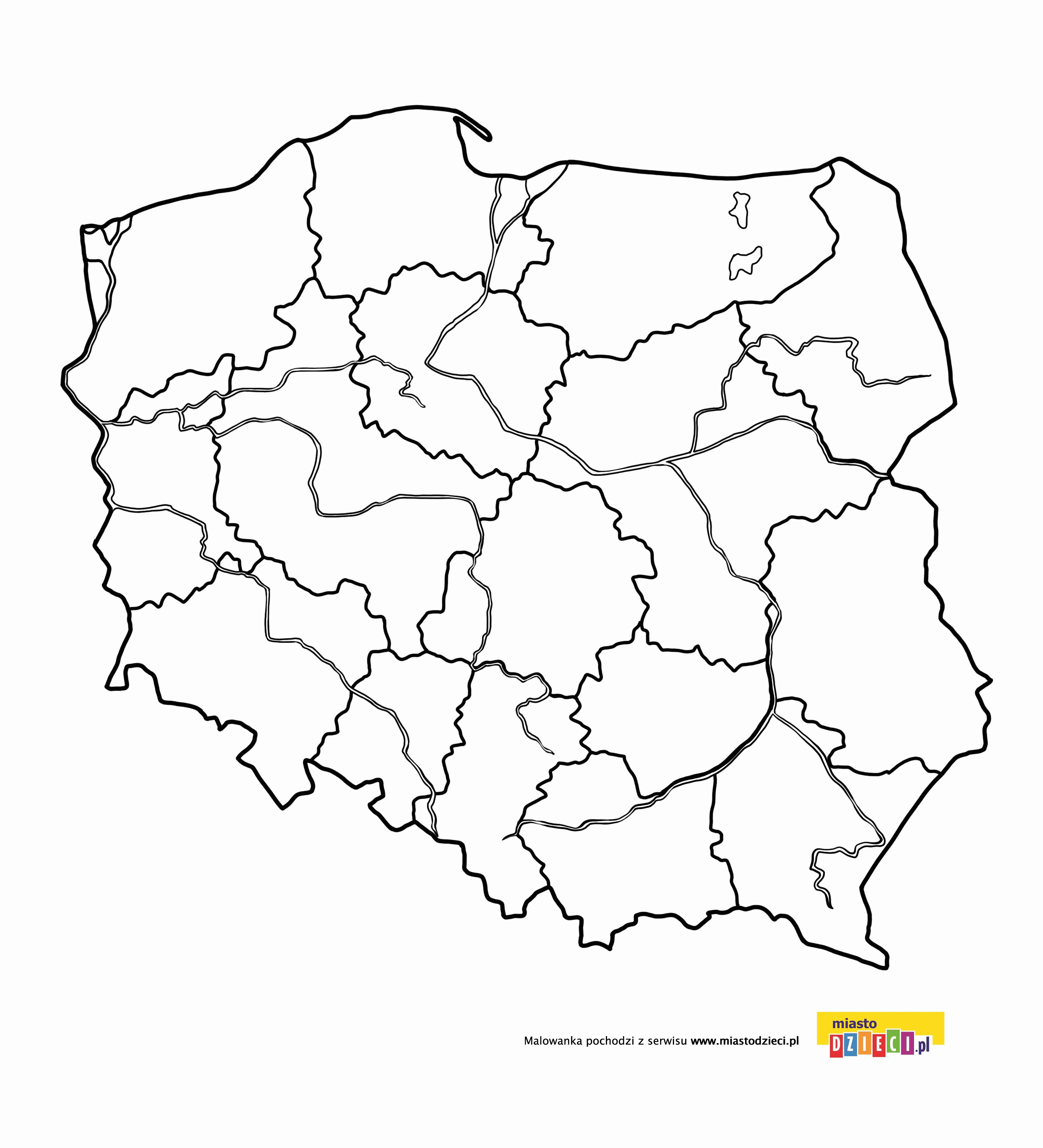 Polen Mapa Polski Kleurplaat Kolorowanka Poland Warszawa ...