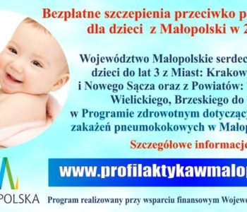 Bezpłatne szczepienia przeciwko pneumokokom dla dzieci z Małopolski