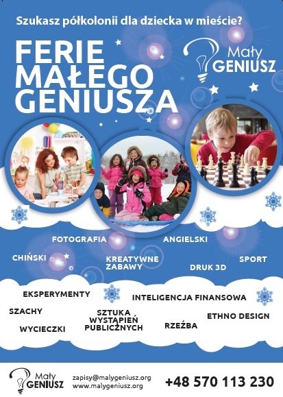 Ferie Małego Geniusza 2016 – półkolonie z najbogatszym programem w Krakowie