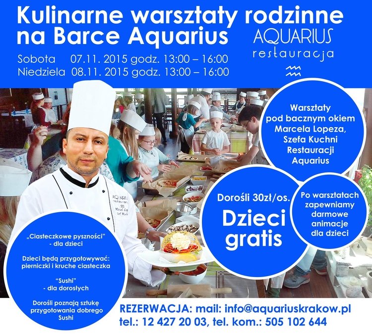 Kulinarne warsztaty Rodzinne na barce Aquarius w Krakowie