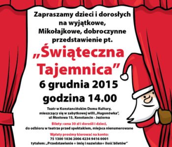 Teatralne Mikołajki z Fundacją Edulandia na scenie Konstancińskiego Domu Kultury