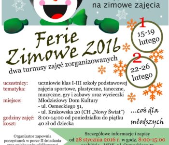 Zapraszamy na Ferie zimowe do Młodzieżowego Domu Kultury w Rzeszowie!