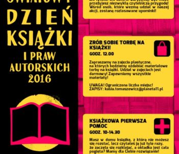 Światowy Dzień Książki i Praw Autorskich w Planecie 11 w Olsztynie