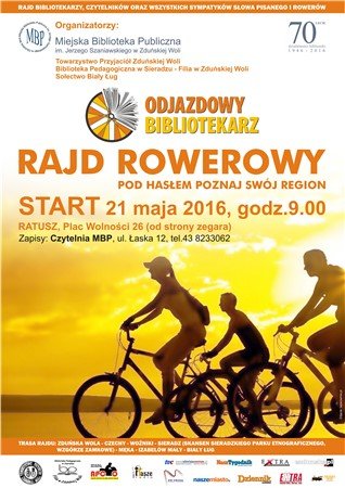Plakat Rajdu rowerowego Odjazdowy BIbliotekarz w Zduńskiej Woli