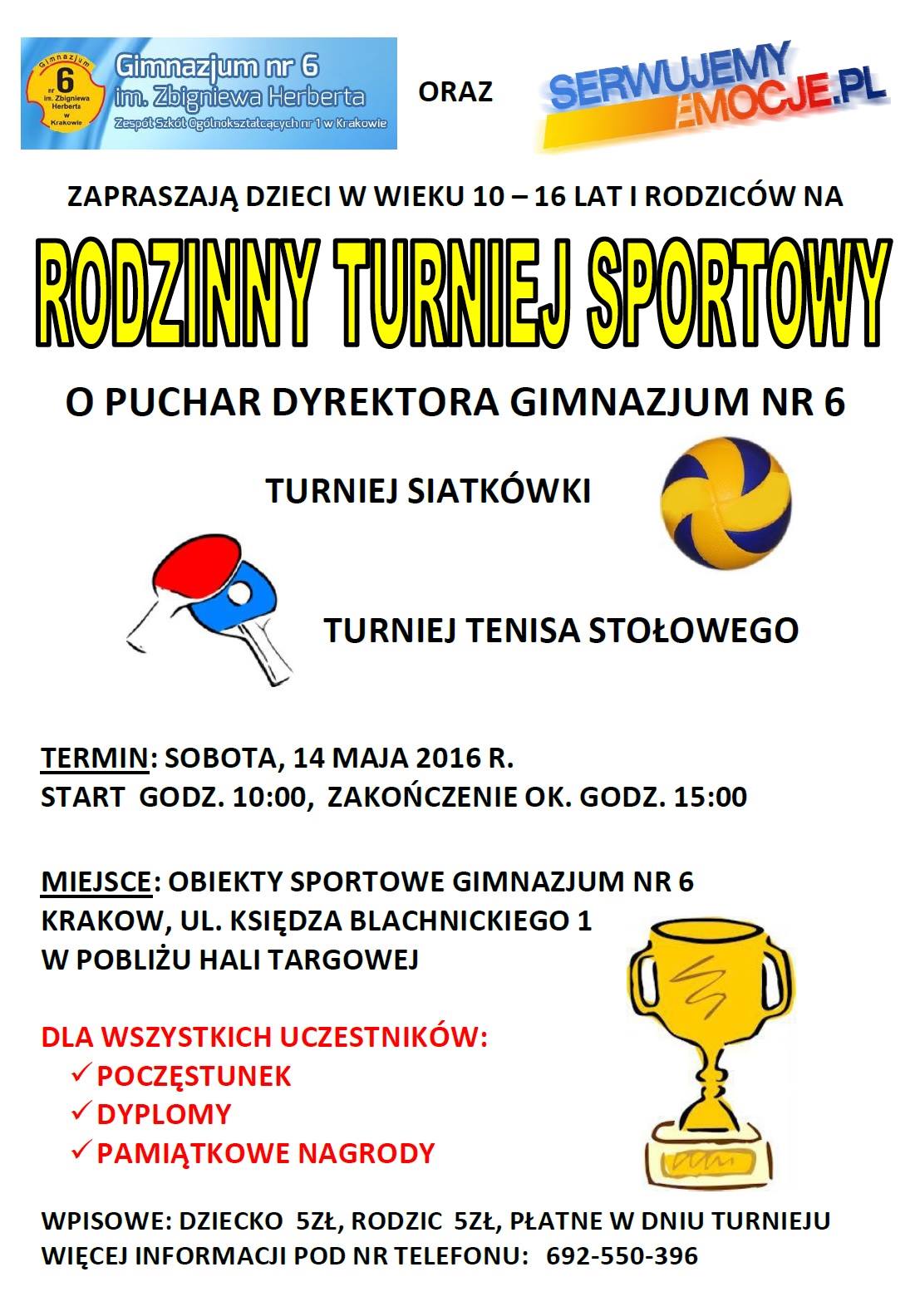 Turniej sportowy dla dzieci i dorosłych w Krakowie