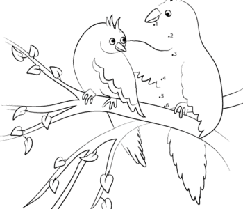 Zabawa edukacyjna połącz cyferki ptaszki na gałęzi