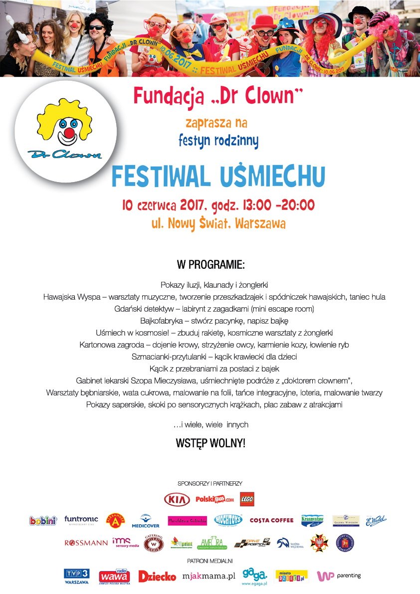 Festiwal Uśmiechu 2017 w Warszawie dr clown