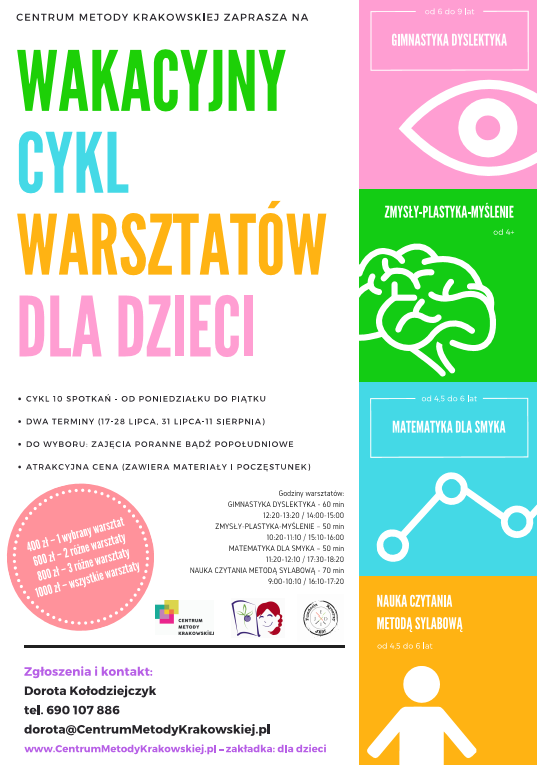 Wakacyjne warsztaty dla dzieci w Centrum Metody Krakowskiej