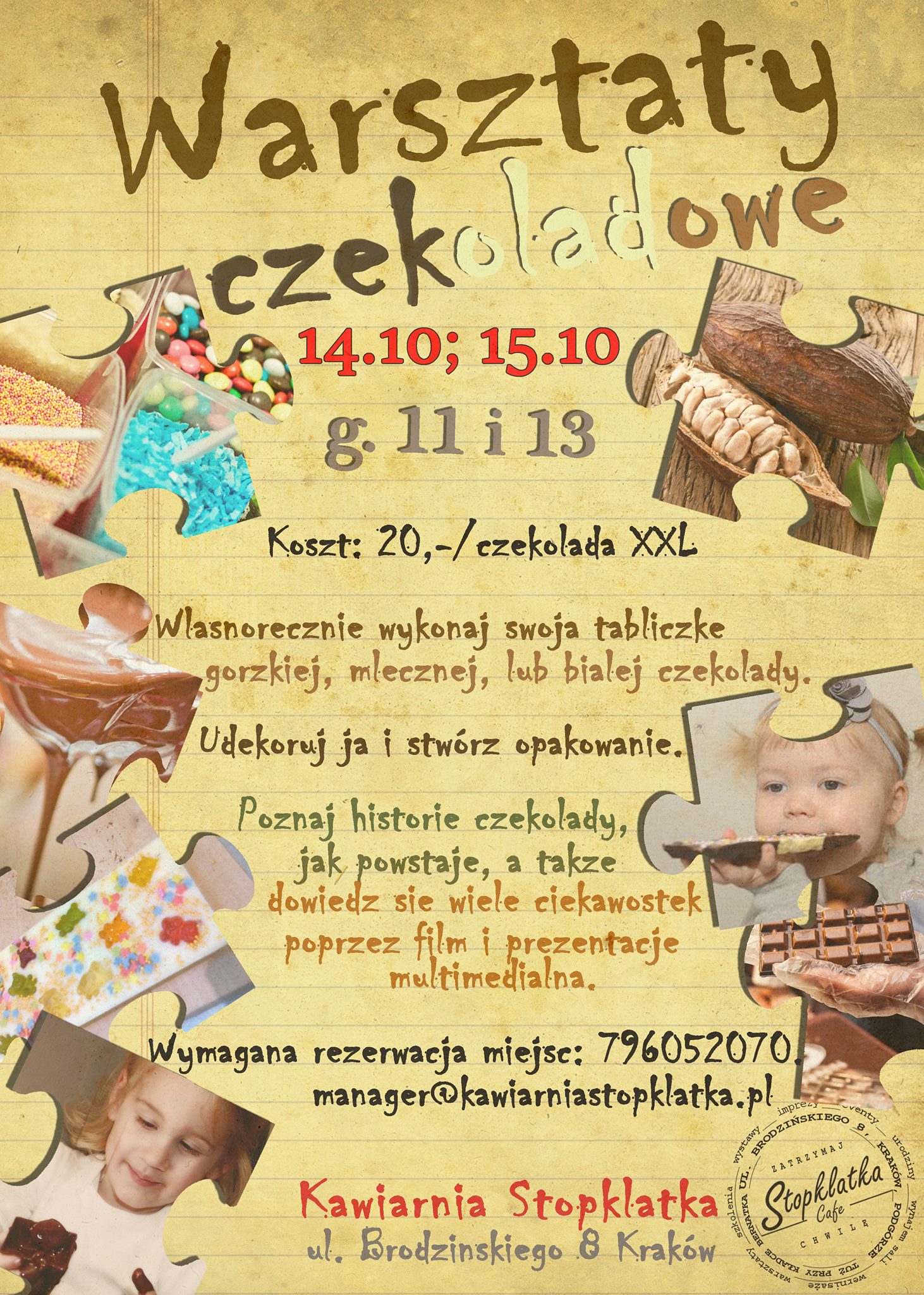 Październikowe warsztaty czekoladowe dla dzieci w Stopklatce