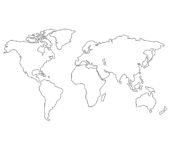 Darmowa kolorowanka do druku przedstawiająca zarys kontynentów
