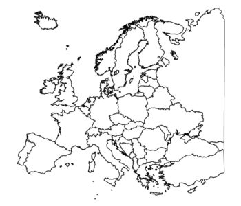 Darmowa kolorowanka do druku przedstawiająca mapę Europy