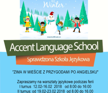 Językowe ferie 2018 w Accencie – zima w mieście z przygodami po angielsku.  5% zniżki na hasło miastodzieci.pl!