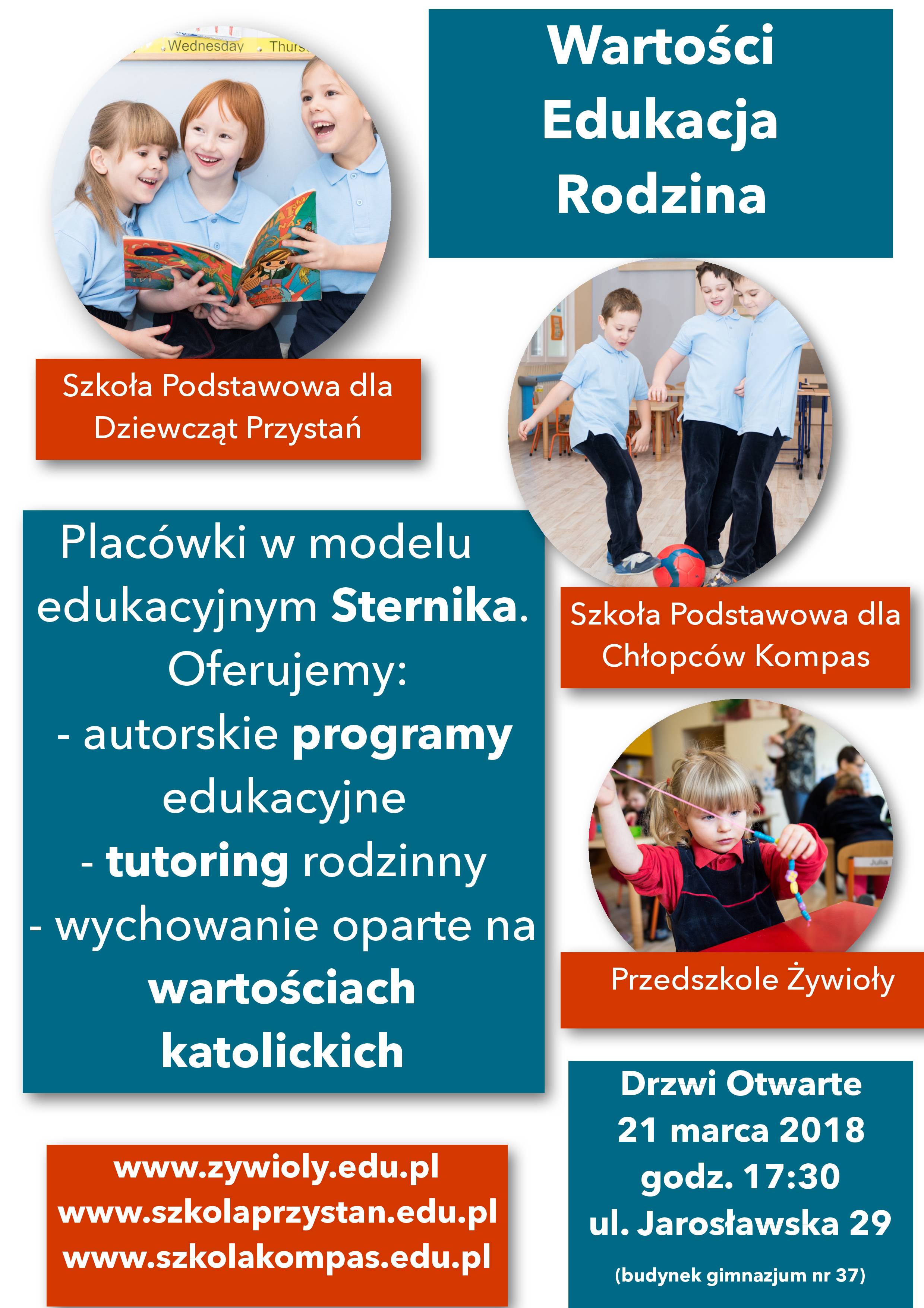 Drzwi Otwarte w Przedszkolu Żywioły, Szkole dla Dziewcząt Przystań i Szkole dla Chłopców Kompas