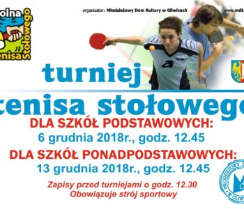 Szkolna Liga Tenisa Stołowego dla szkół podstawowych. Gliwice