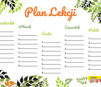 Kolorowy plan lekcji z roślinnym wzorem