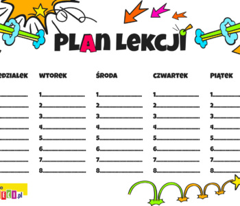 kolorowy plan lekcji dla chłopaka kolorowanki i szablony do druku dla dzieci MiastoDzieci.pl