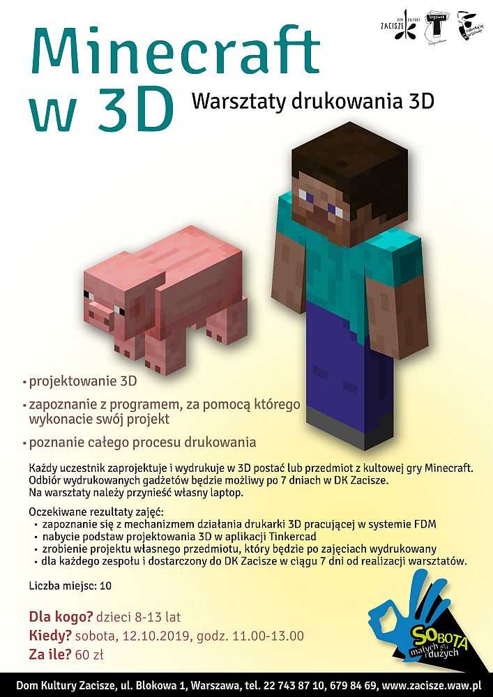 Warsztaty drukowania 3D: Minecraft w 3D