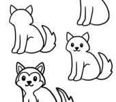 Jak narysować psa szczeniak husky szablony rysowania dla dzieci do druku