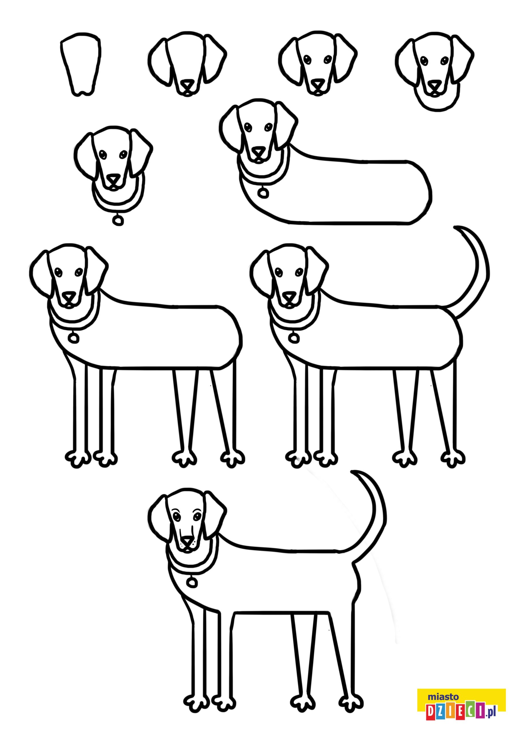 Jak narysować psa szablony rysowania dla dzieci do druku pies wyżeł