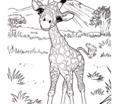 mała żyrafa kolorowanka online do druku